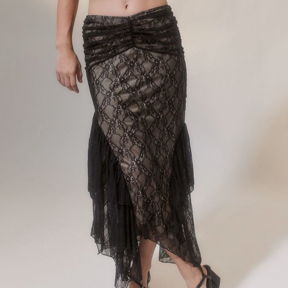 URBAN OUTFITTERS Lace ruffle midi skirt! originally 99!